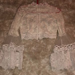 Sheer white lace crop top